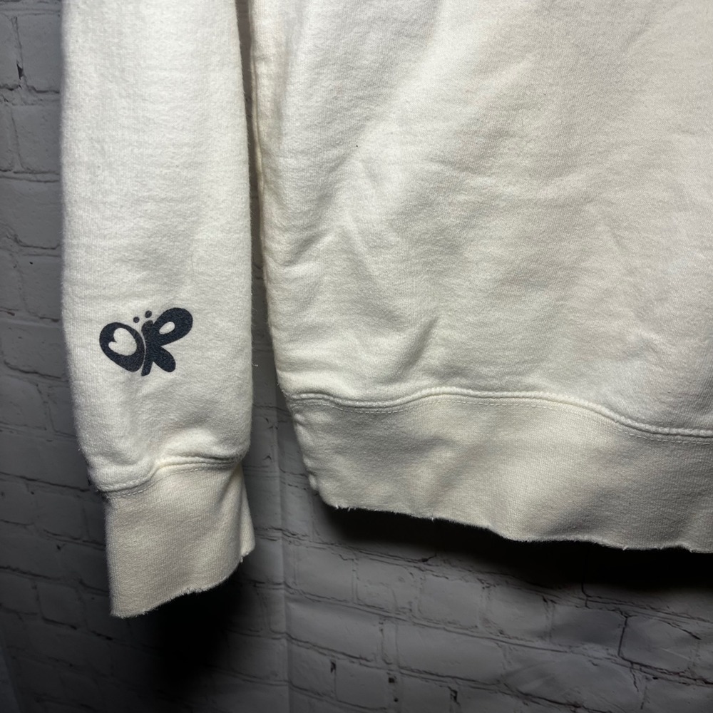✨Olivia Rodrigo Sour Tour Cream Distressed Hoodie Fairy Art Wings Pullover Sz M - Picture 5 of 9